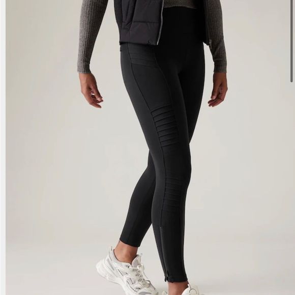 Athleta Pants - Athleta Delancey Moto Tight Legging Sculpt Light Fabric In Black Size M
